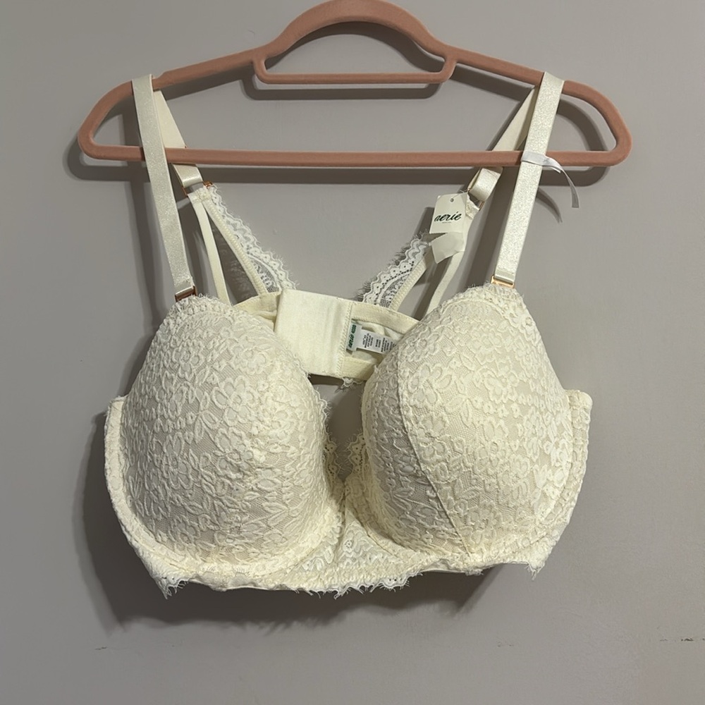 Aerie Cream Lace Bra Full Coverage